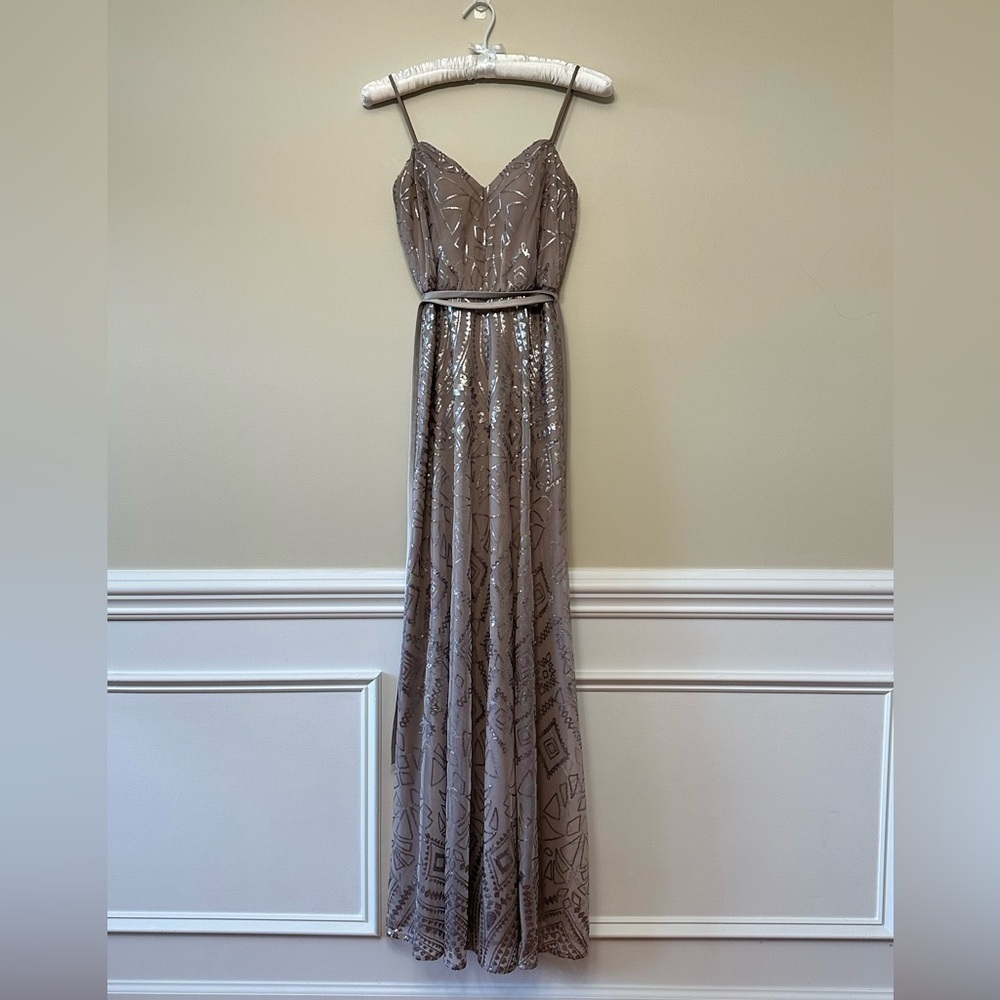 Angelina Faccenda Taupe gown formal dress Size 4 style# 20477 Pre worn - Picture 3 of 8